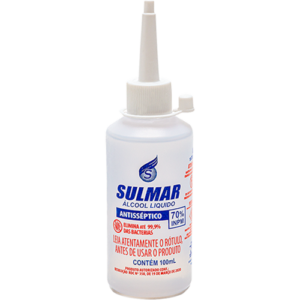 ÁLCOOL LÍQUIDO 70° INPM ALMOTOLIA 100ml DESINFETANTE Caixa com 50 un